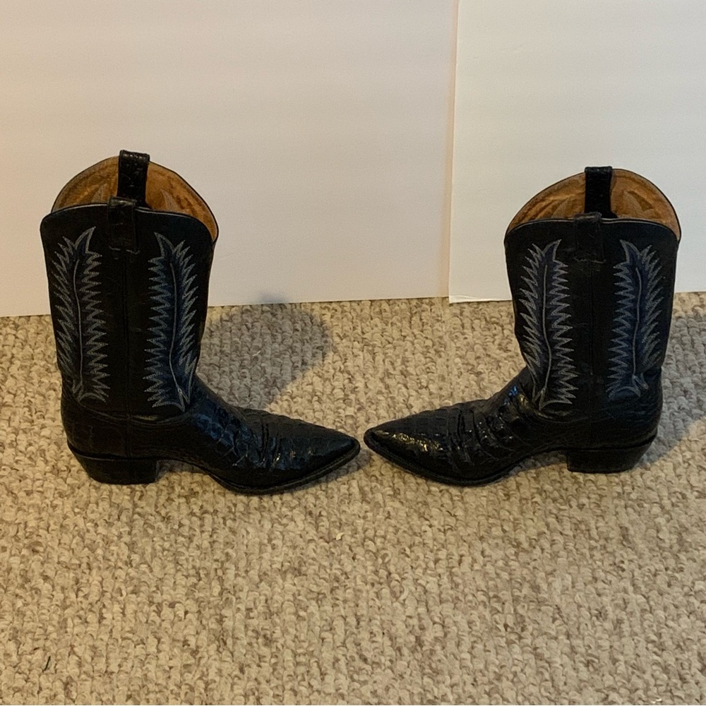 Men's Black Leather Cowboy Boots by Rio Grande, Size 12 - Picture 4 of 11